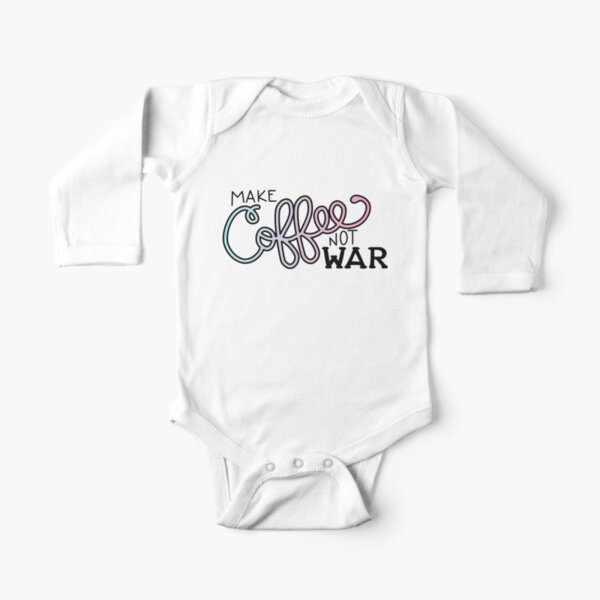 Peace, Love, and Coffee (in Cotton Candy) Long Sleeve Baby One-Piece