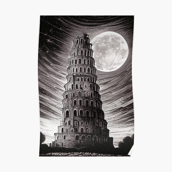 Tower Of Babel Sketch Babel Tower Poster For Sale By Mg S Redbubble