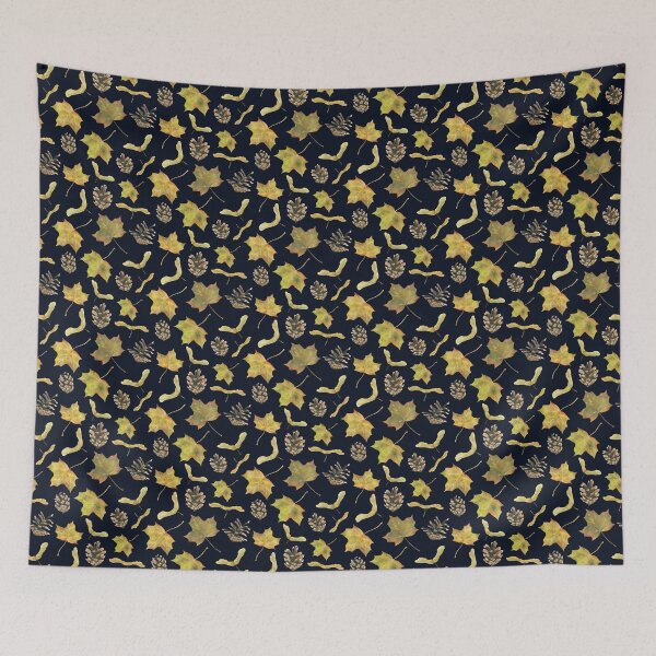 Item preview, Maple leaves and pine cone pattern designed and sold by Lene Myhre.