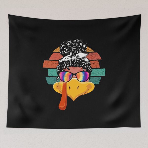 Item preview, Messy hair Turkey Face girl sunglasses tie dye thanksgiving vintage designed and sold by Mac Store.