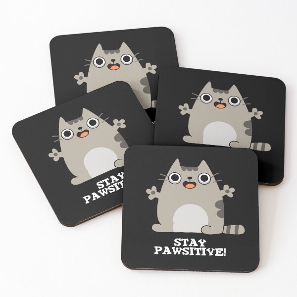 Item preview, Stay Paw-sitive Funny Cat Puns (Dark BG) designed and sold by punnybone.