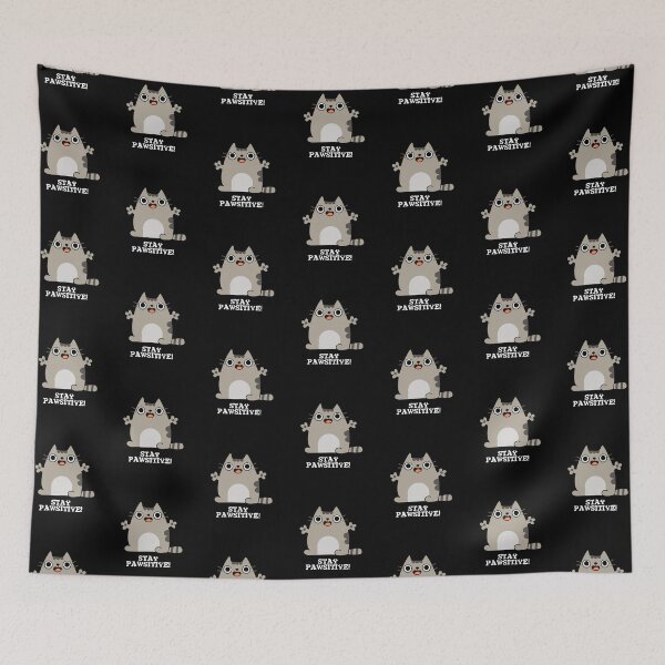 Item preview, Stay Paw-sitive Funny Cat Puns (Dark BG) designed and sold by punnybone.