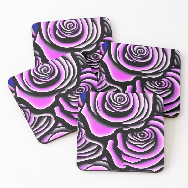 Item preview, Pink and black graphic roses pattern designed and sold by patterncrow.