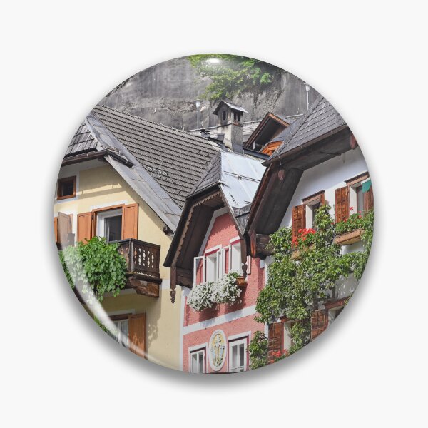 Item preview, houses with flowers on terraces and windows in Hallstatt village Austria designed and sold by goceris.