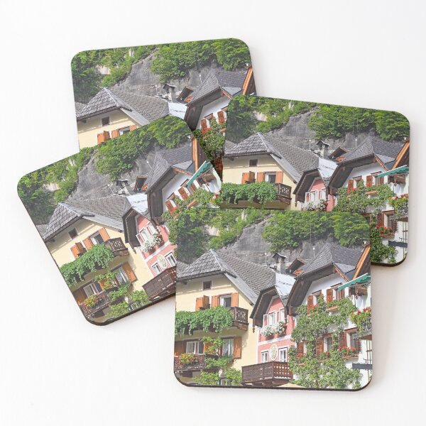 Item preview, houses with flowers on terraces and windows in Hallstatt village Austria designed and sold by goceris.
