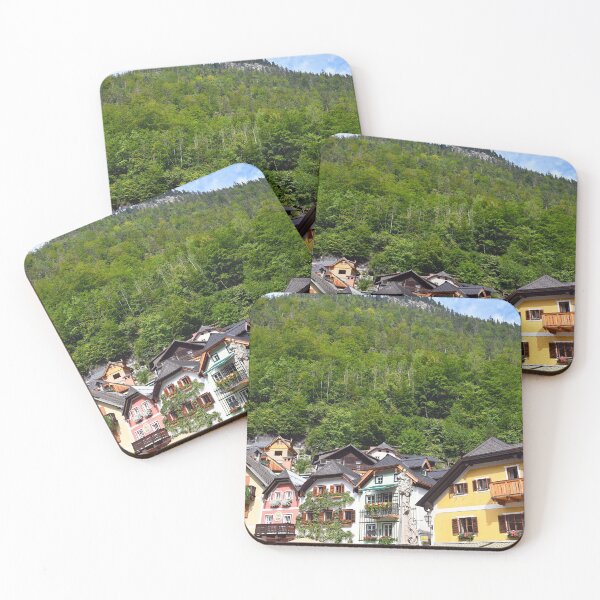 Item preview, Old colorful houses in Hallstatt village Austria designed and sold by goceris.