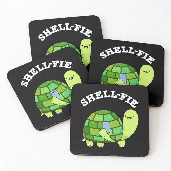 Item preview, Shell-fie Funny Tortoise Puns (Dark BG) designed and sold by punnybone.