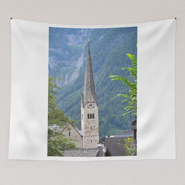 Item preview, Church tower with clock in Hallstatt Austria designed and sold by goceris.