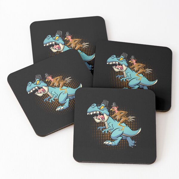Item preview, A turkey riding a Angry blue dinosaur they wear hat  designed and sold by Mac Store.