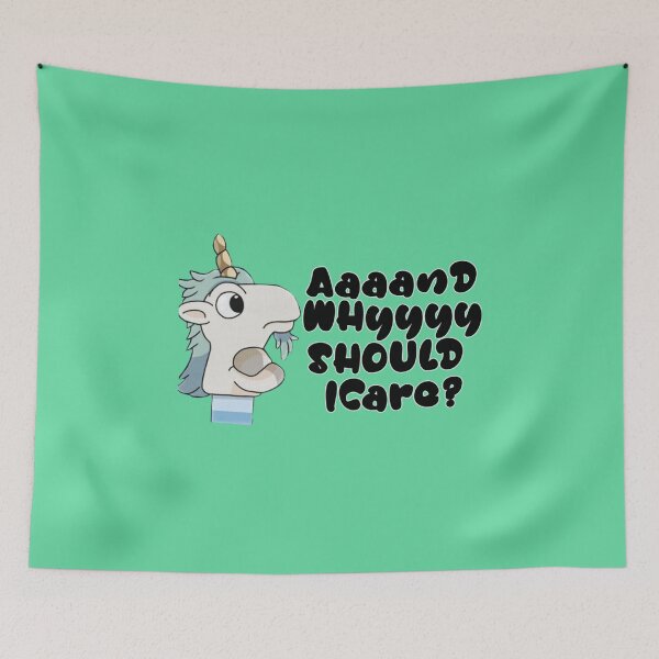 Item preview, blueys Unicorse Puppet Why Should I Care Sticker8png designed and sold by JoyHuel.