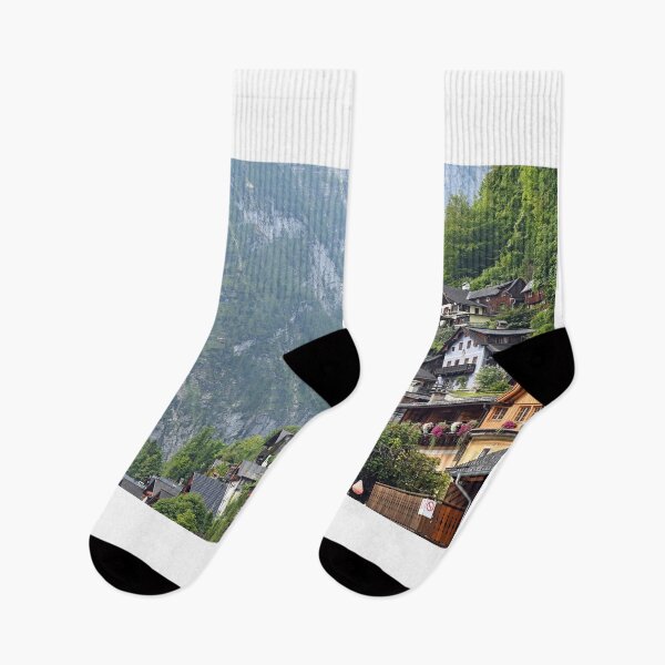 Item preview, Old stone and wooden houses in Hallstatt village Austria designed and sold by goceris.