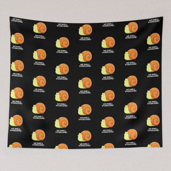 Item preview, We Shell Overcome Positive Snail Puns (Dark BG) designed and sold by punnybone.