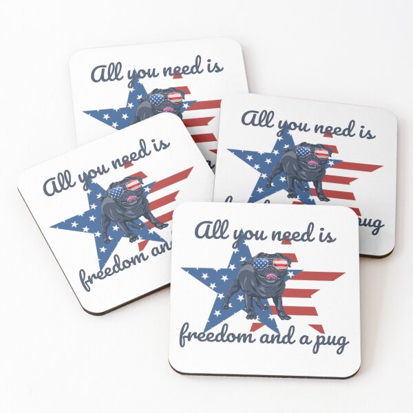 Item preview, All You Need Is Freedom And A Pug - Independence Day designed and sold by RockBeeDesigns.