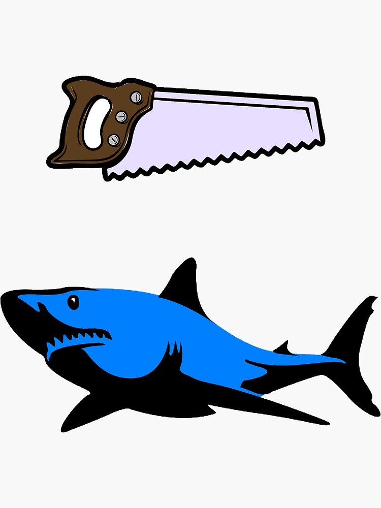 "shark connected to the chainsaw" Sticker for Sale by Apollodesing