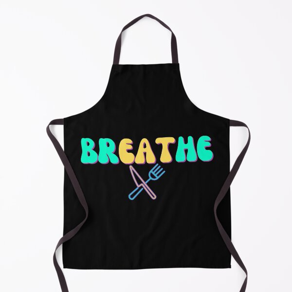 Item preview, Breathe. Eat. Retro vintage utencils fork knife food healthy funny neon designed and sold by marie-inks.