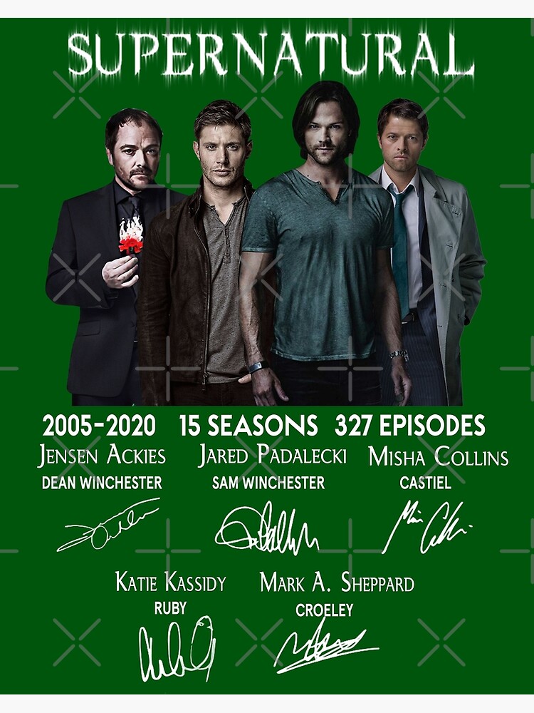 Supernatural All Cast Signed 15Th Anniversary 2005 2020 Movie Film Funny  Gift Girls Love Poster