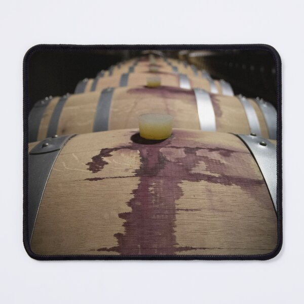 Item preview, Wine barrels in a dark cellar designed and sold by wineandwords.