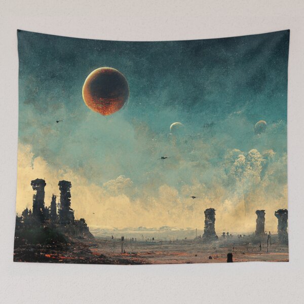 Item preview,  abandoned planet skyline view designed and sold by WeirdStation.