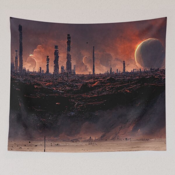 Item preview,  abandoned planet skyline view designed and sold by WeirdStation.