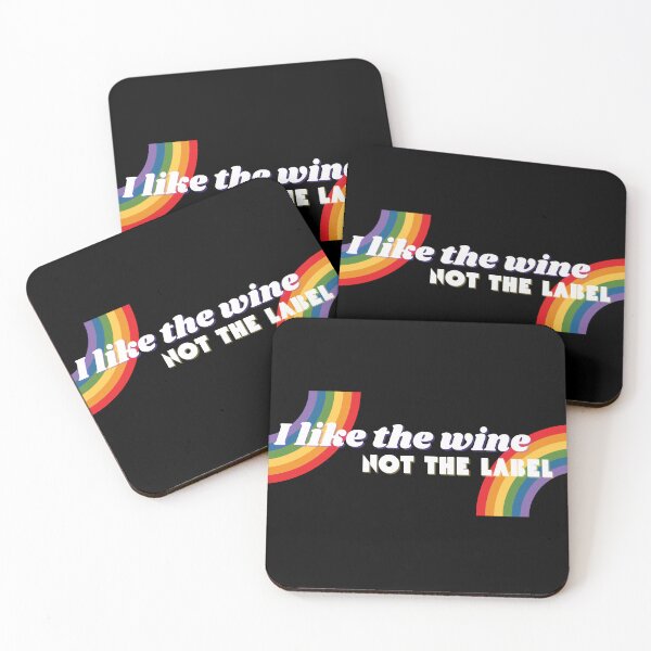 Item preview, I Like the Wine. Not the Label. (Black) LGBT pansexual bisexual queer rainbow retro vintage designed and sold by marie-inks.