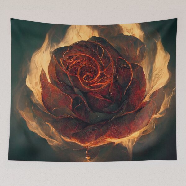 Item preview, Burning rose with flames designed and sold by WeirdStation.