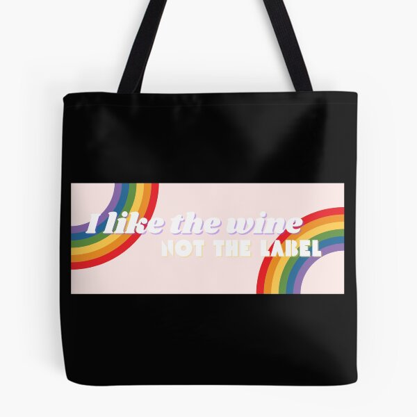 Item preview, I Like the Wine. Not the Label. (Beige) LGBT pansexual bisexual queer rainbow retro vintage designed and sold by marie-inks.