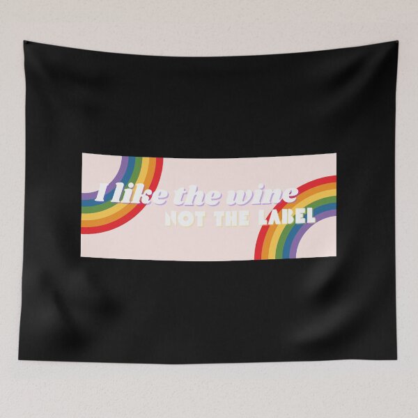 Item preview, I Like the Wine. Not the Label. (Beige) LGBT pansexual bisexual queer rainbow retro vintage designed and sold by marie-inks.