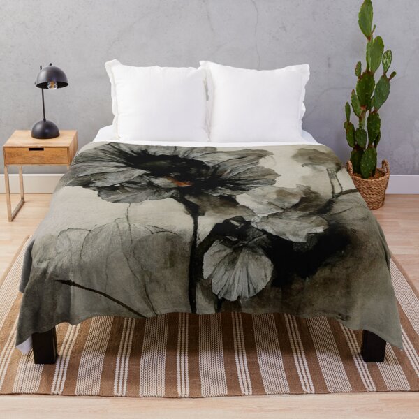 Item preview, watercolor floral art in black designed and sold by WeirdStation.