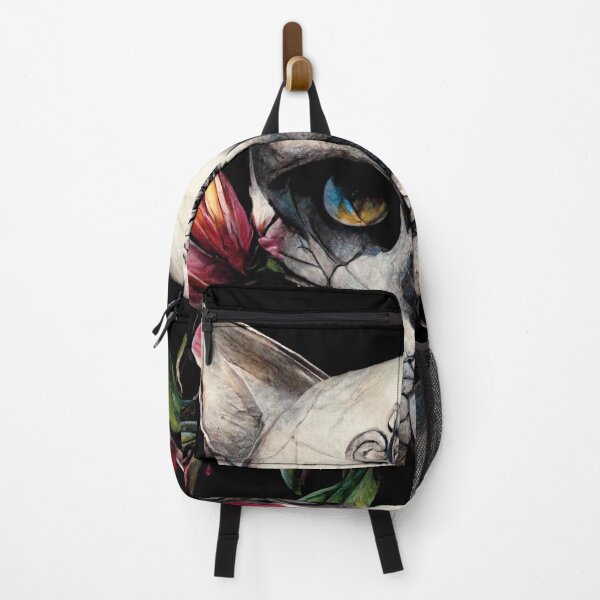 Item preview, cat skull with snakes and flowers tattoo art style designed and sold by WeirdStation.