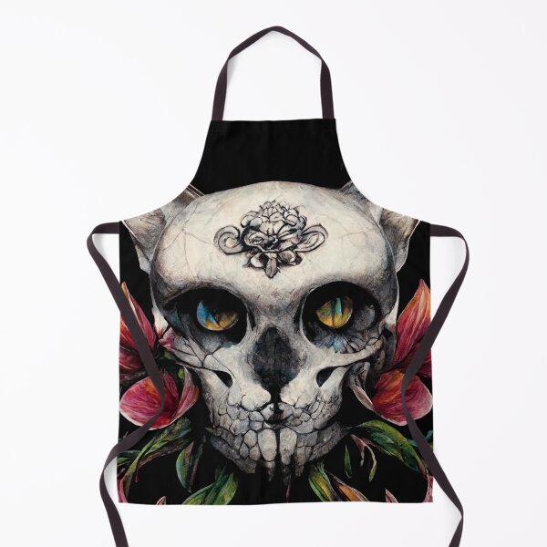 Item preview, cat skull with snakes and flowers tattoo art style designed and sold by WeirdStation.
