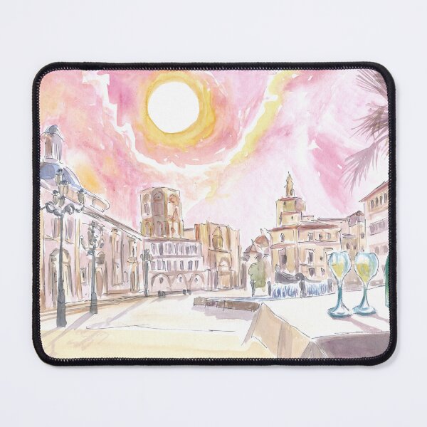 Item preview, Valencia Spain with Plaza de la Virgen and Fountain designed and sold by artshop77.