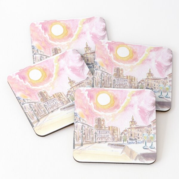 Item preview, Valencia Spain with Plaza de la Virgen and Fountain designed and sold by artshop77.