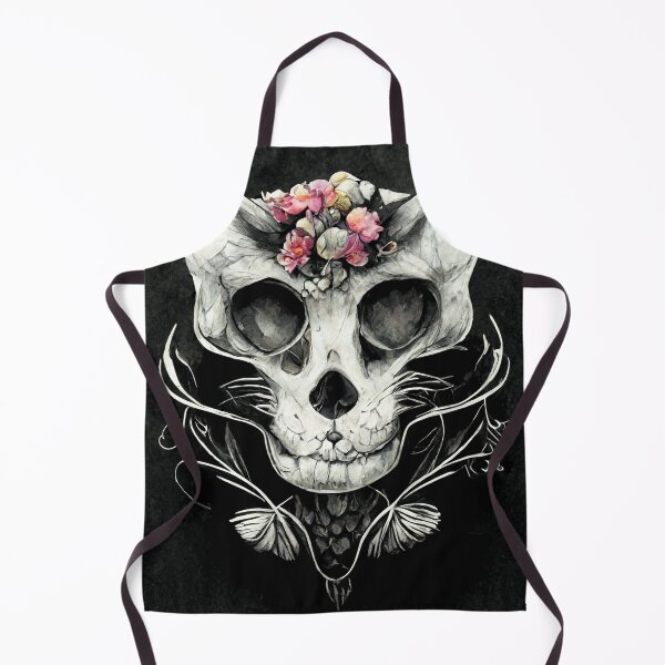 Item preview, Cat skull with snakes and flowers tattoo art style designed and sold by WeirdStation.