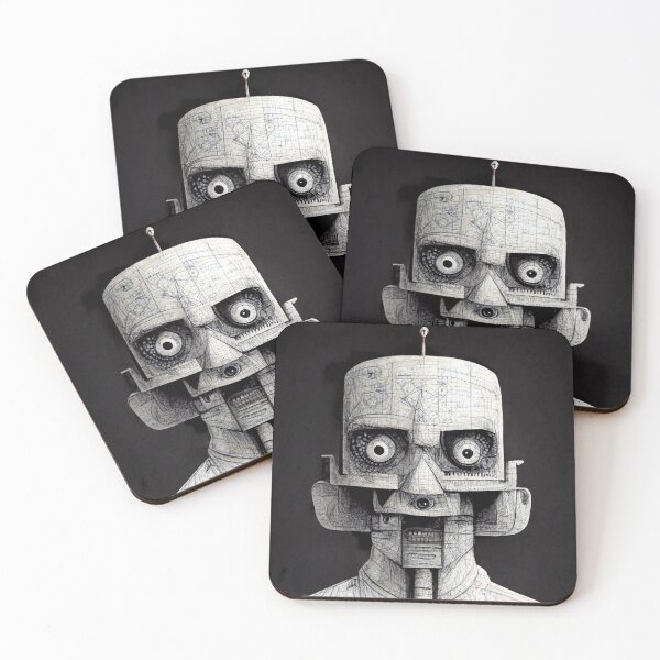 Item preview, crazy scary robot drawing designed and sold by WeirdStation.