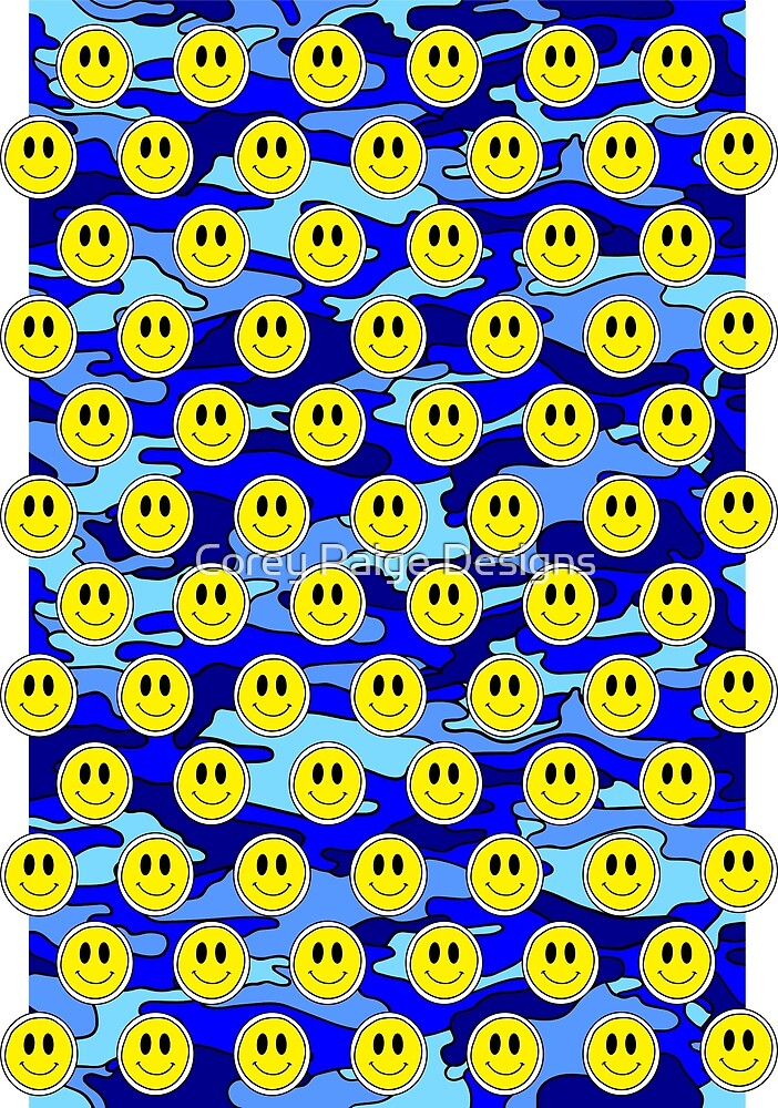 Smiley Blue Camouflage By Corey Paige Designs Redbubble