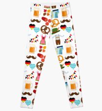 Set von niedlichen Oktoberfest Dirndl Lederhosen Kleid Essen trinken Leggings