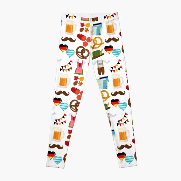Set of cute Oktoberfest Dirndl Lederhosen dress food beverage Leggings