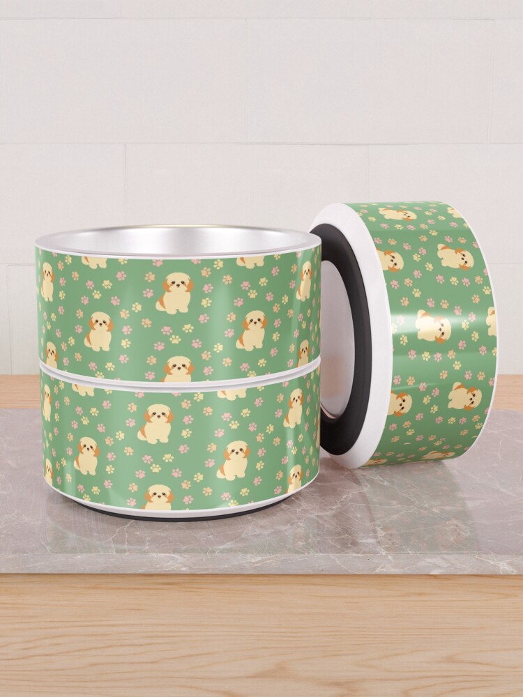 Alternate view of Shih Tzu and Paw Prints Pet Bowl