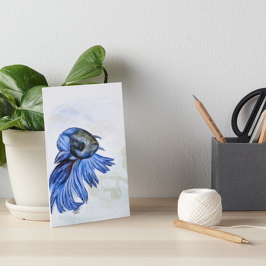 Ben Blue Betta Fish Art Board Print