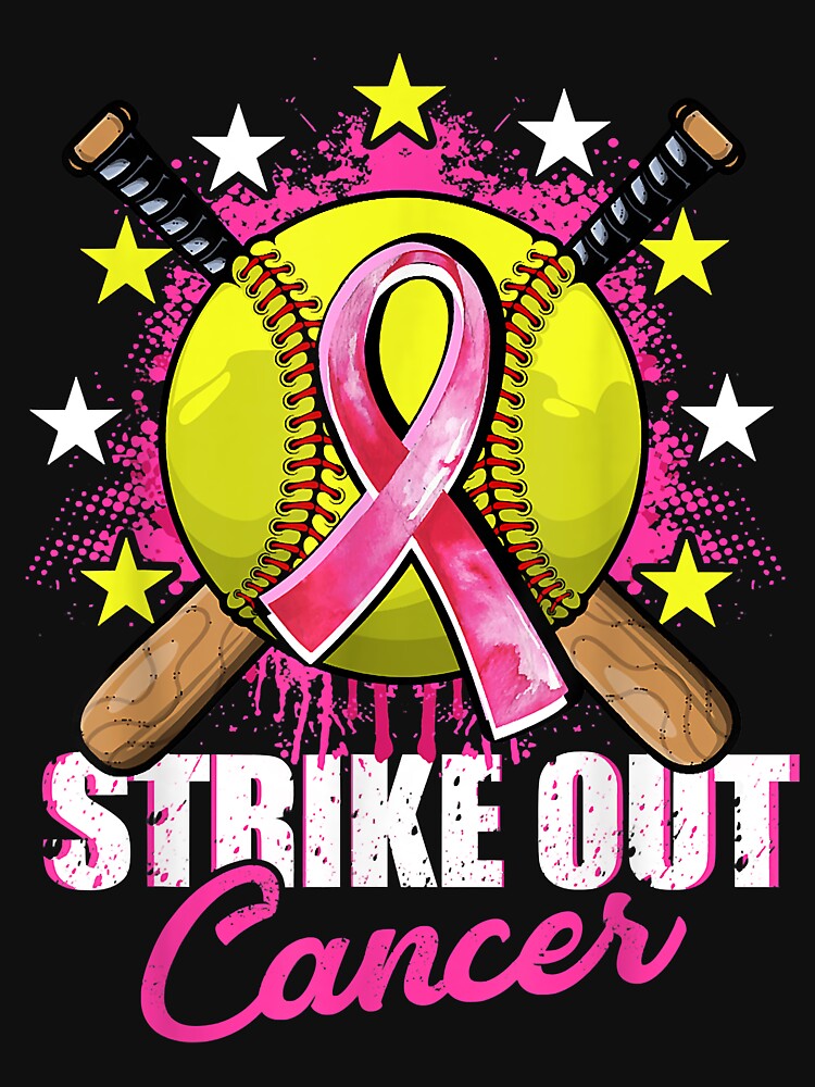 Baseball Pink Ribbon Cancer Strike Out Breast Cancer Vintage Groovy Fight  Cancer Awareness | Sticker