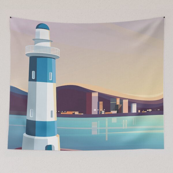 Item preview, Lighthouse on Background of City Illustration designed and sold by Darius Bocos.