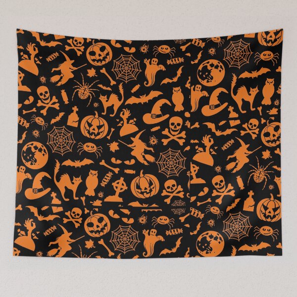 Item preview, Halloween Scary Evil Pumpkin Funny Pumpkin ,hey Boo , Bats pattern  designed and sold by Hussain Shirts.