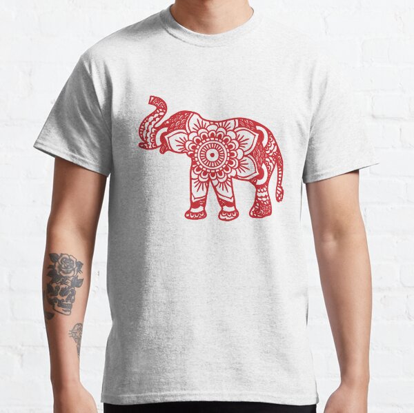Mandala Elephant Red Classic T-Shirt