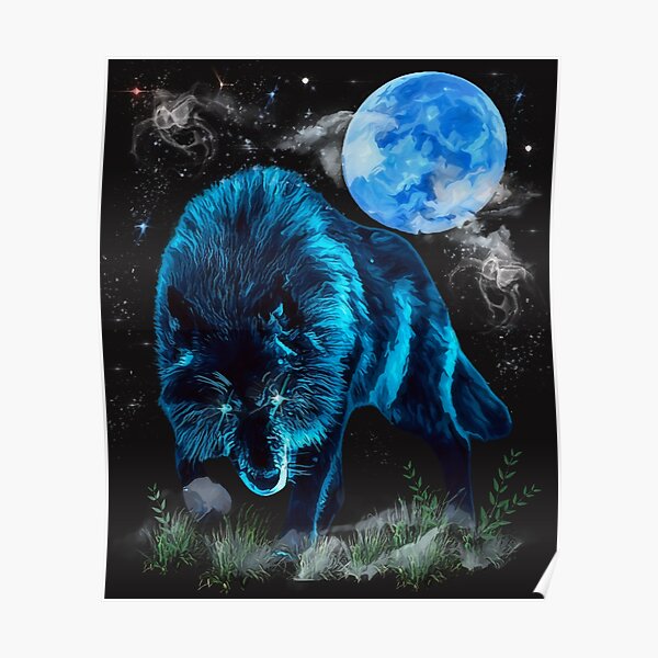 Neon Wolf Moon Poster For Sale By Swordofgod Redbubble