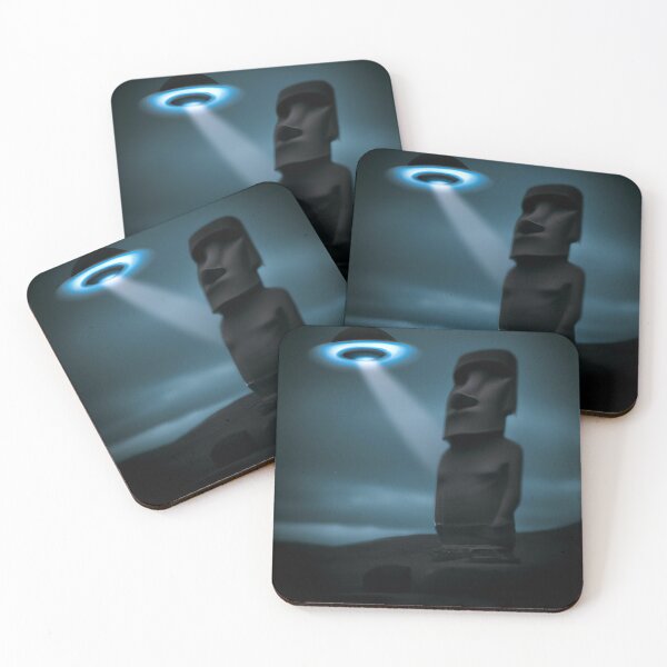 Item preview, A UFO abducting a Moai Generated by Artificial Intelligence designed and sold by ElCondeSibarita.