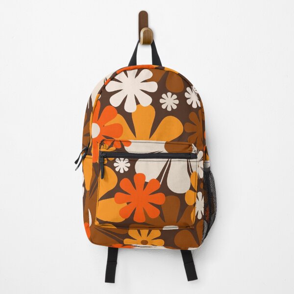 Item preview, Flower Market Stockholm Retro 60s 70s Floral Pattern Brown and Orange designed and sold by kierkegaard.