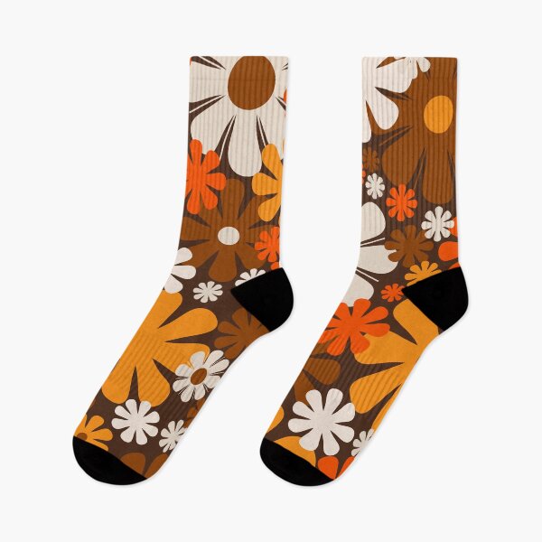 Item preview, Flower Market Stockholm Retro 60s 70s Floral Pattern Brown and Orange designed and sold by kierkegaard.