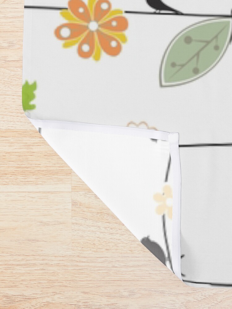Alternate view of Black Birds On A Wire with Flowers Shower Curtain