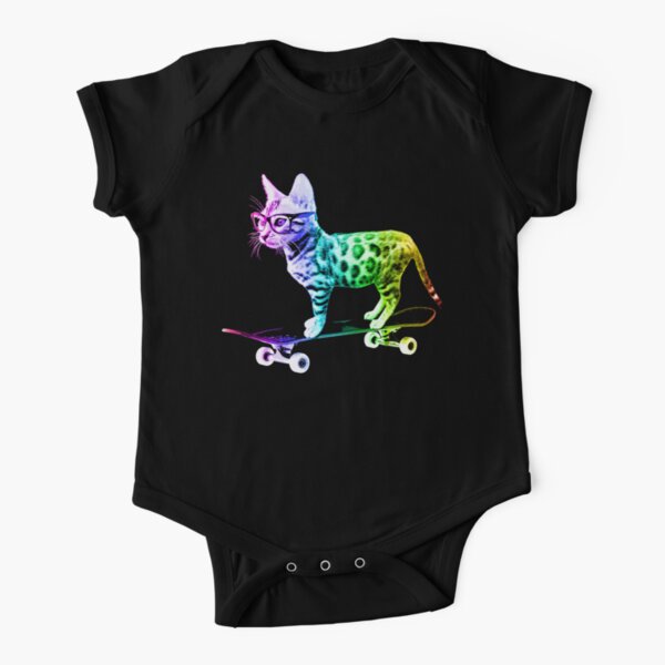 Rainbow Skateboard Cat Body manches courtes