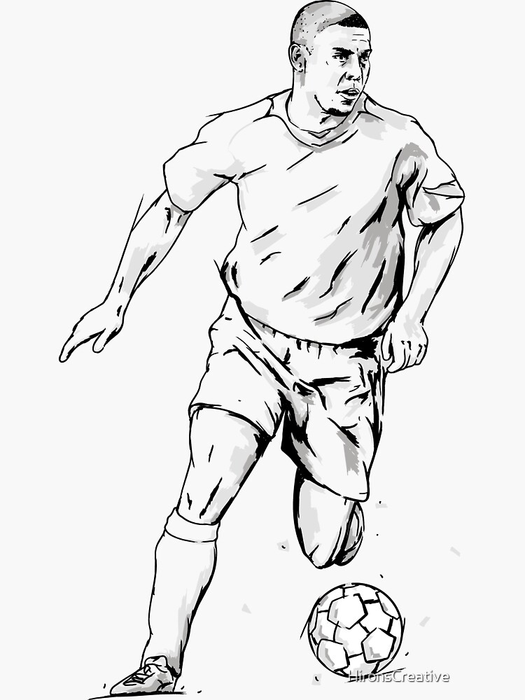 "Ronaldo R9 Brazil Portrait" Sticker for Sale by Mark Hirons | Redbubble